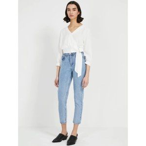 Frank & Oak The Stevie High Rise Tapered Jeans Light Blue 28